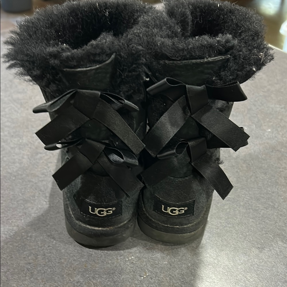 UGG Black Shearling Bow Boots